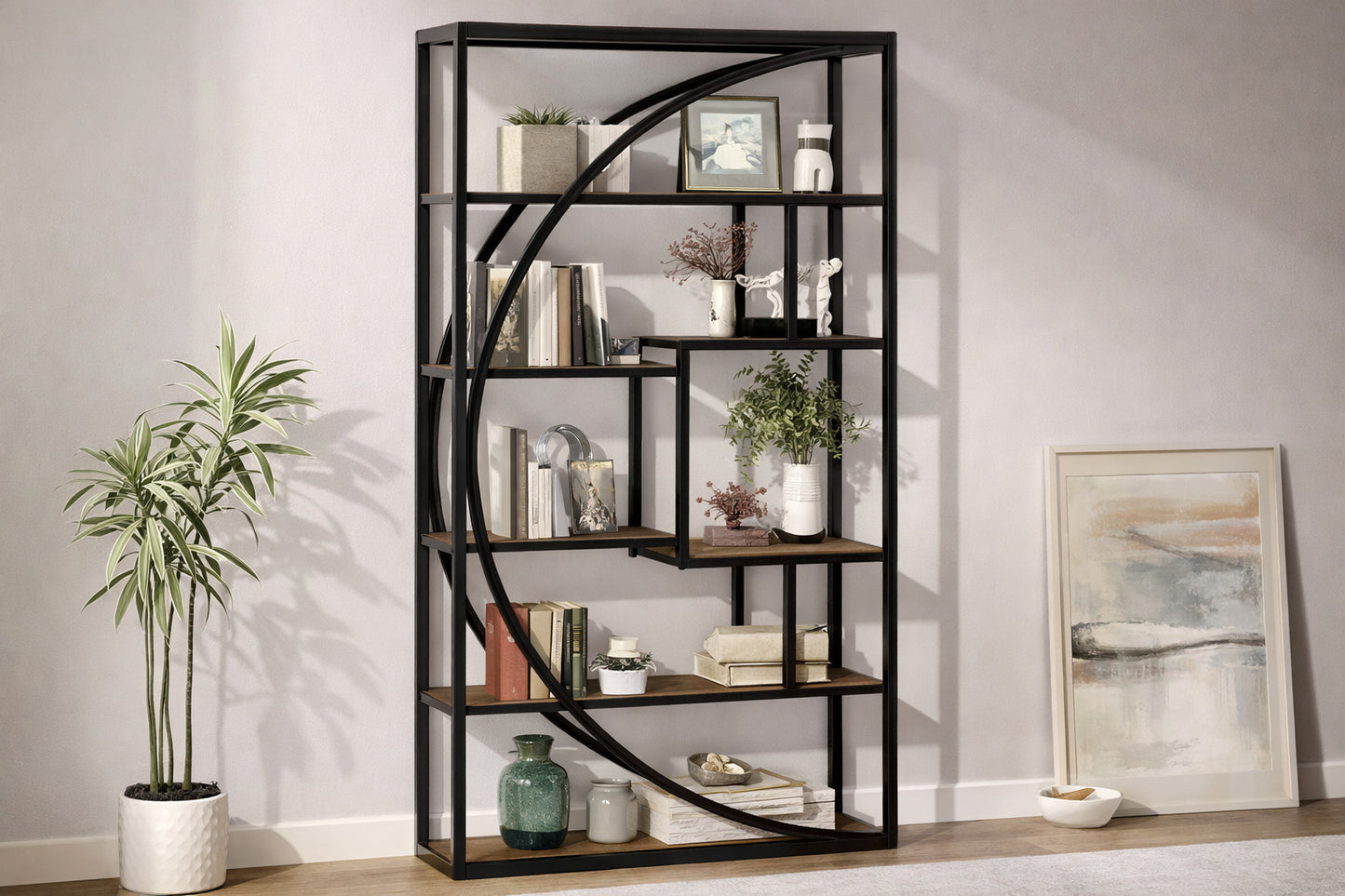 70 8 In Tall Rustic Brown Engineered Wood 8 Shelf Bookcase With Open Storage Display Shelves For Home Office
