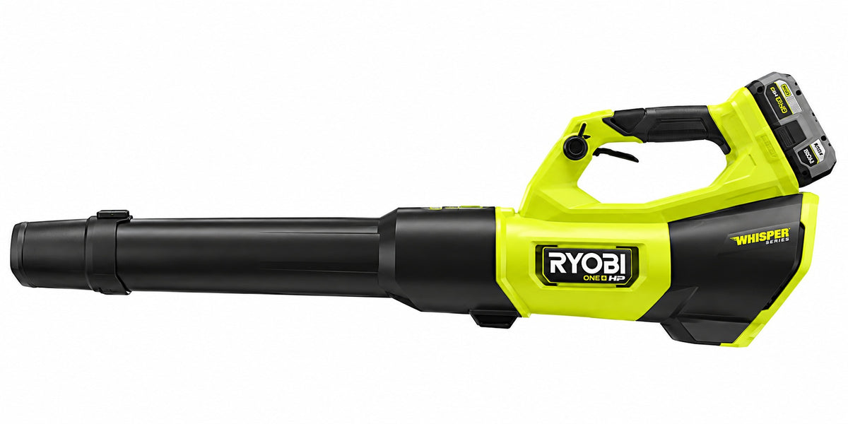 RYOBI ONE HP 18V Brushless Whisper Series 130 MPH 510 CFM Battery Leaf Blower with 6 0 Ah Battery and Charger PBLLB01K