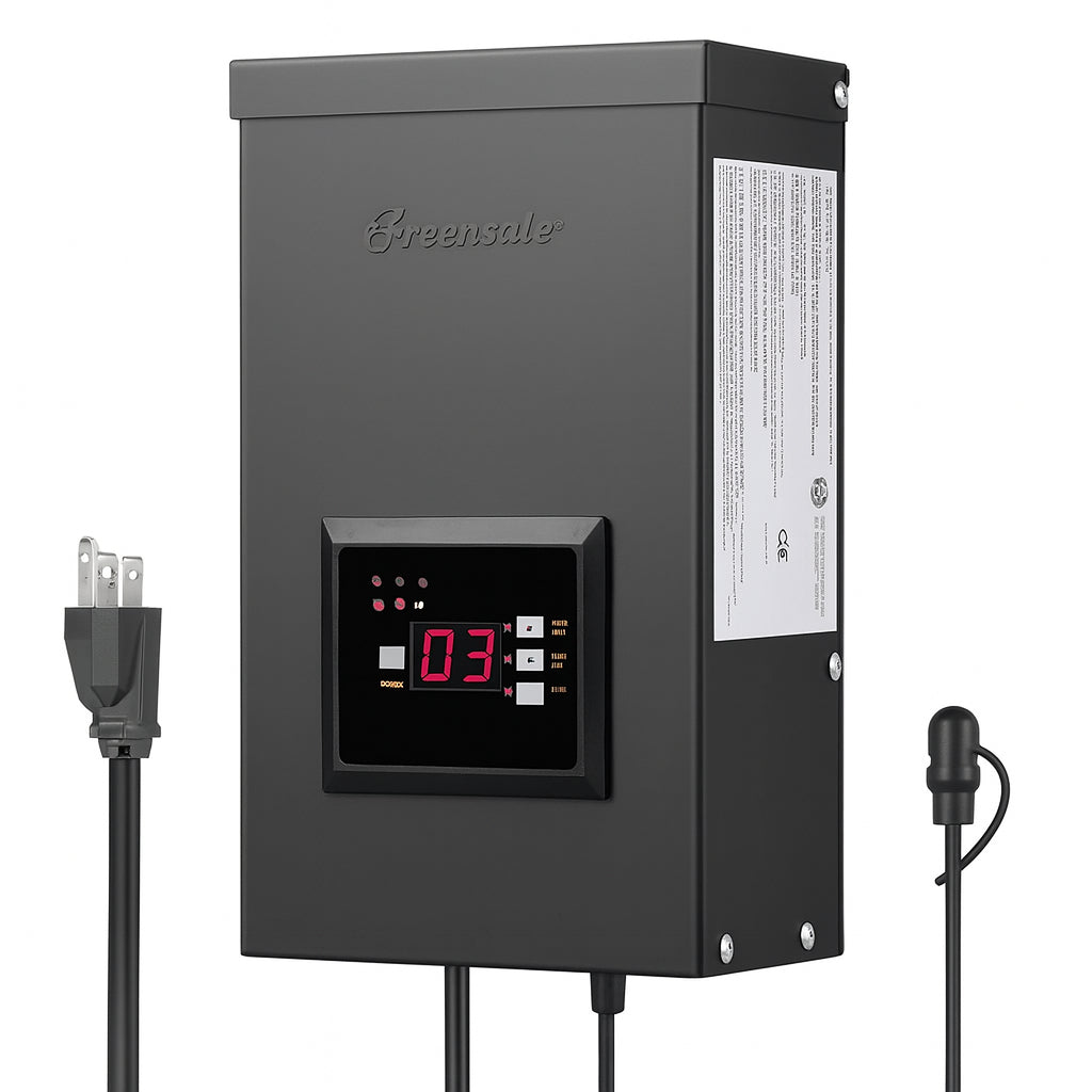DEWENWILS Low Voltage 300-Watt Metal Landscape Lighting Transformer with 3-Zones Control Light Dusk to Dawn Sensor and Timer