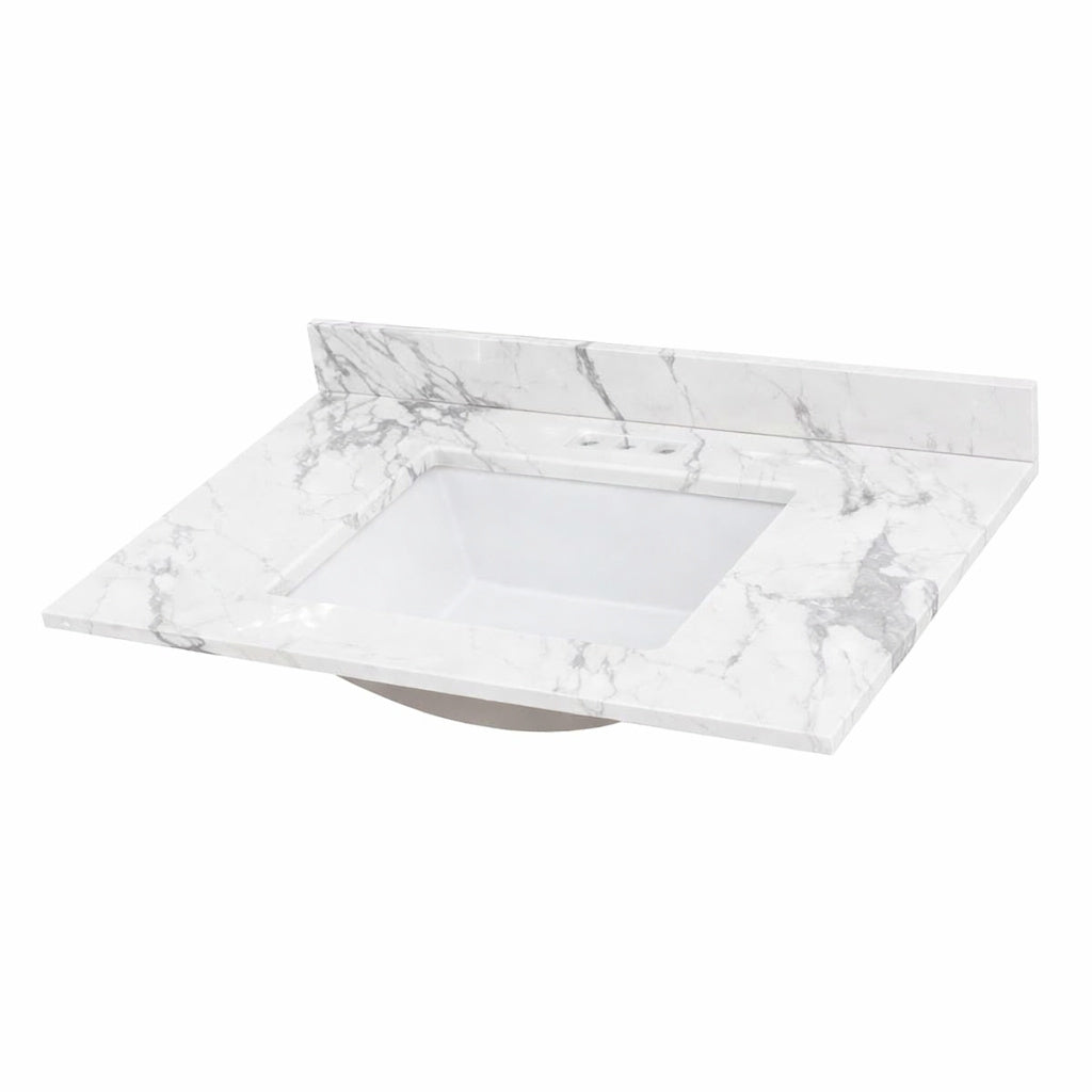 Home Decorators Collection 37 in W x 22 in D Engineered Stone Composite White Rectangular Undermount Single Sink Vanity Top in Toscana