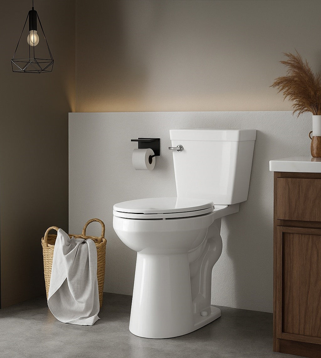 Tall Toilets for Seniors 21 in 2-Piece 1.28 GPF Single Flush Elongated Raised Toilet in White, Soft Close Seat Included