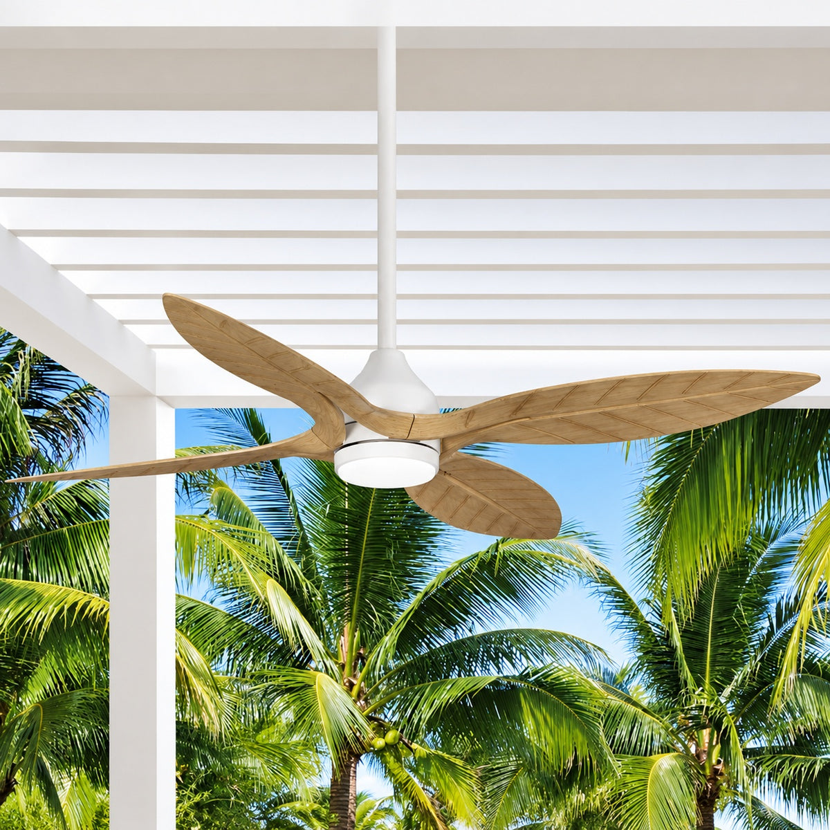 Hampton Bay Melba 54 in Indoor Outdoor Matte White Ceiling Fan with Remote and White Color Changing Integrated LED 59068