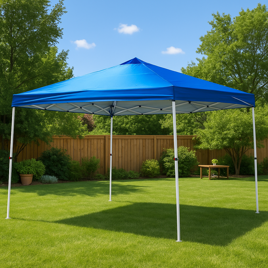 12 ft. x 12 ft. Blue Mega Shade Pop-Up Canopy with Grey Trim - Everbilt