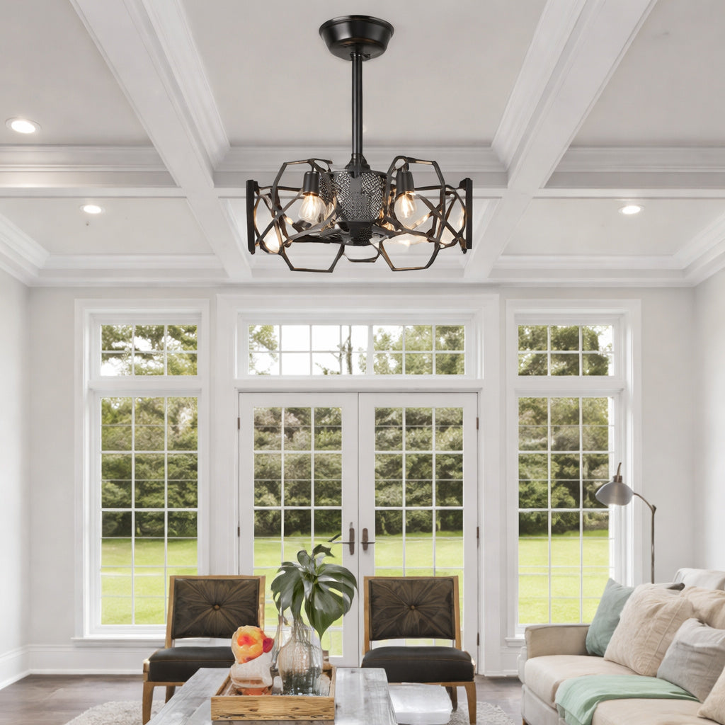 Oaks Aura Lorre 19 In Indoor Black Futuristic Tech Style Ceiling Fan With Lights 6 Speed Quiet Reversible Ceiling Fan With Remote