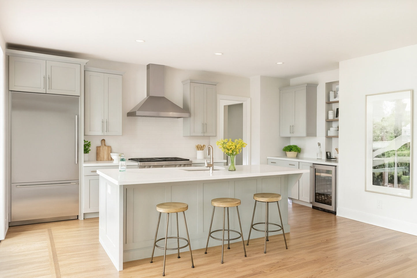 Hampton Bay Designer Series Melvern 30 in W 15 in D 24 in H Assembled Shaker Wall Kitchen Cabinet in Cloud