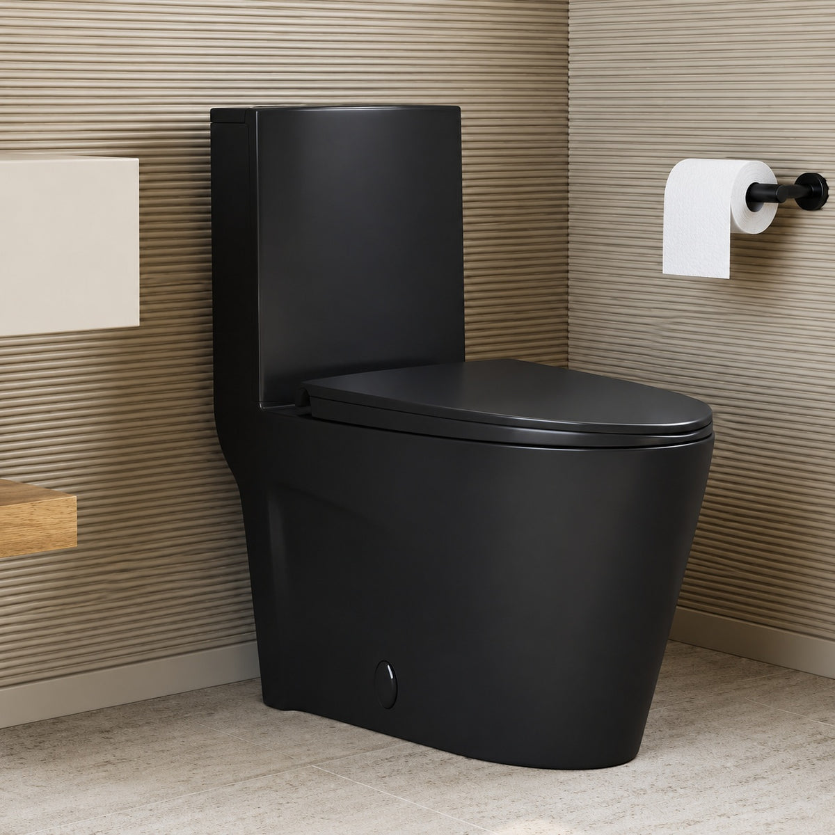 Swiss Madison St Tropez One Piece Elongated Toilet Vortex Flush in Glossy Black 1 1 1 6 gpf