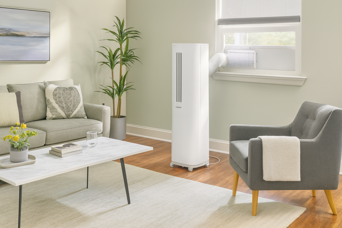 Vissani 8,000 BTU 115-Volt 4-in-1 Portable Air Conditioner for 350 sq. ft. Rooms with Heater, Dehumidifier and Remote in White