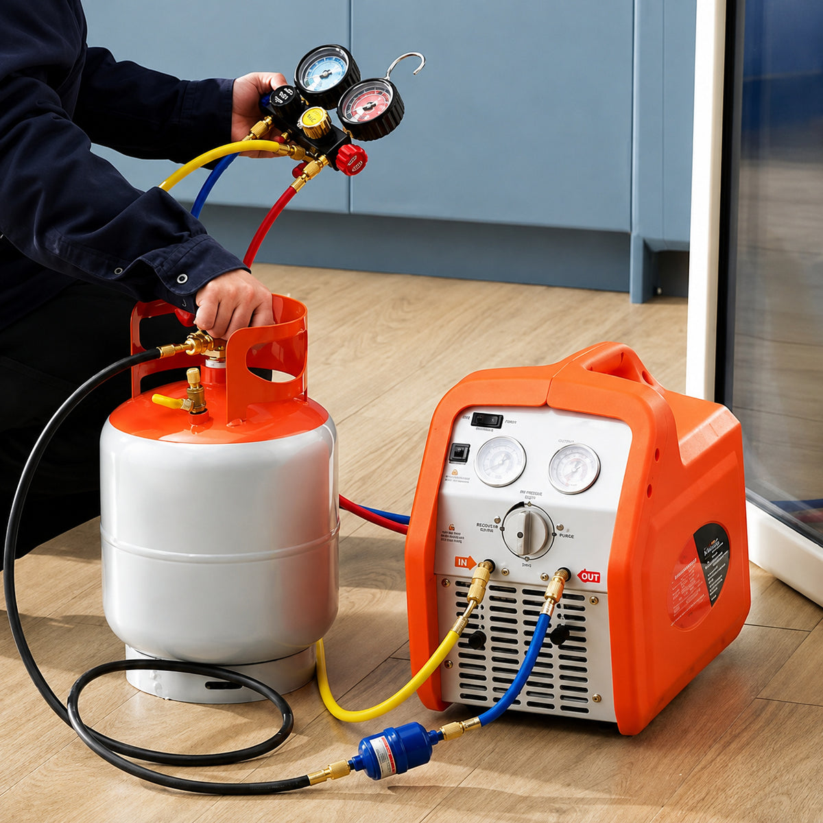 SKYSHALO Refrigerant Recovery Tank 30 lbs Capacity 400 psi Portable Cylinder Tank with Y Valve High sealing Recovery Can
