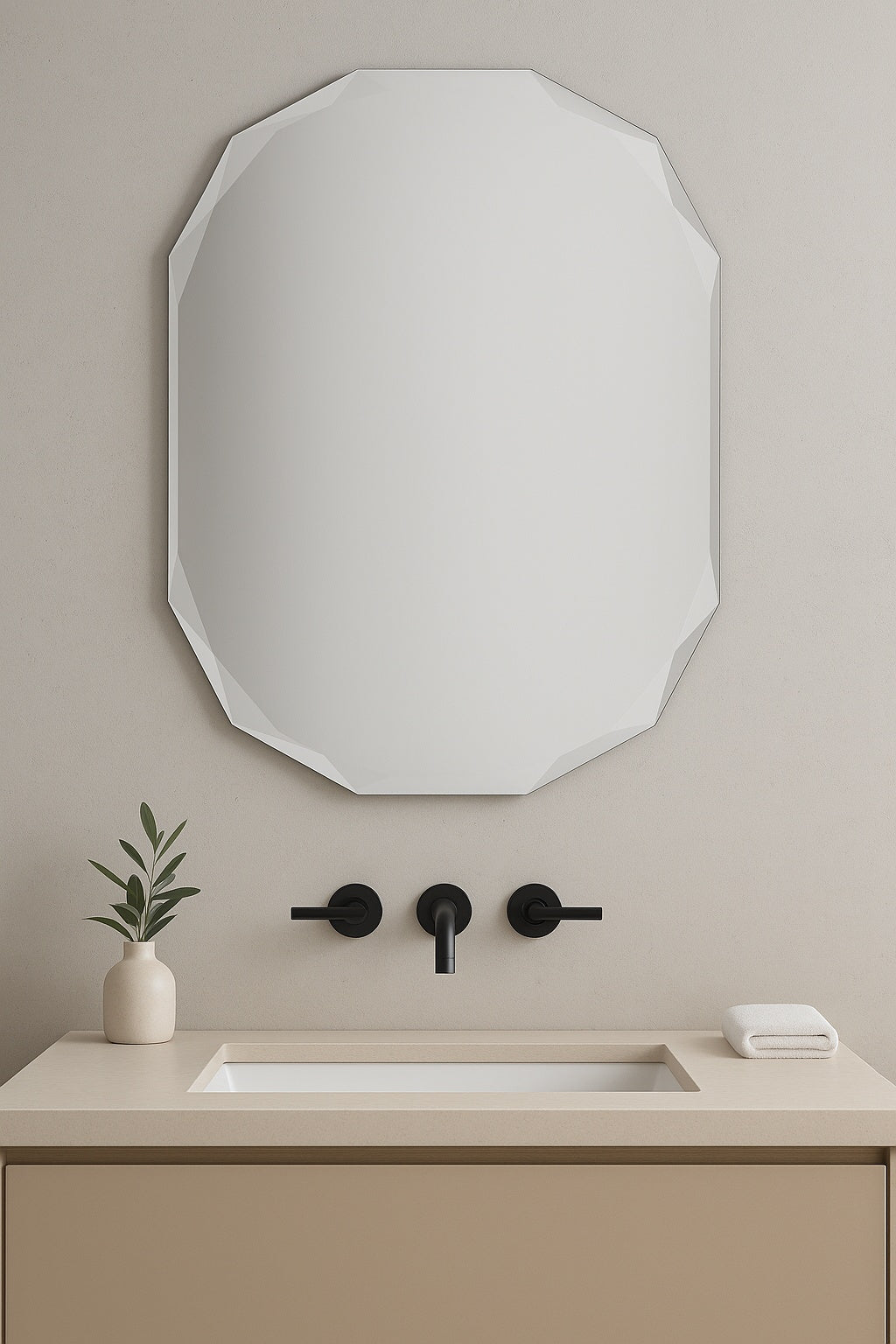 KeonJinn 20 in. W x 28 in. H Oval Beveled Frameless Wall Mount Bathroom Vanity Mirror Decorative Wall Accent Mirror