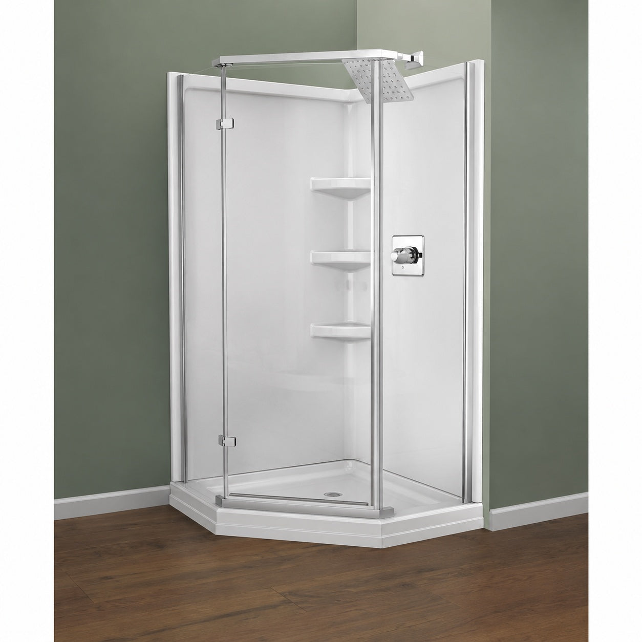 Delta Foundations 38 in L x 38 in W x 70 63 in H Corner Shower Stall Kit