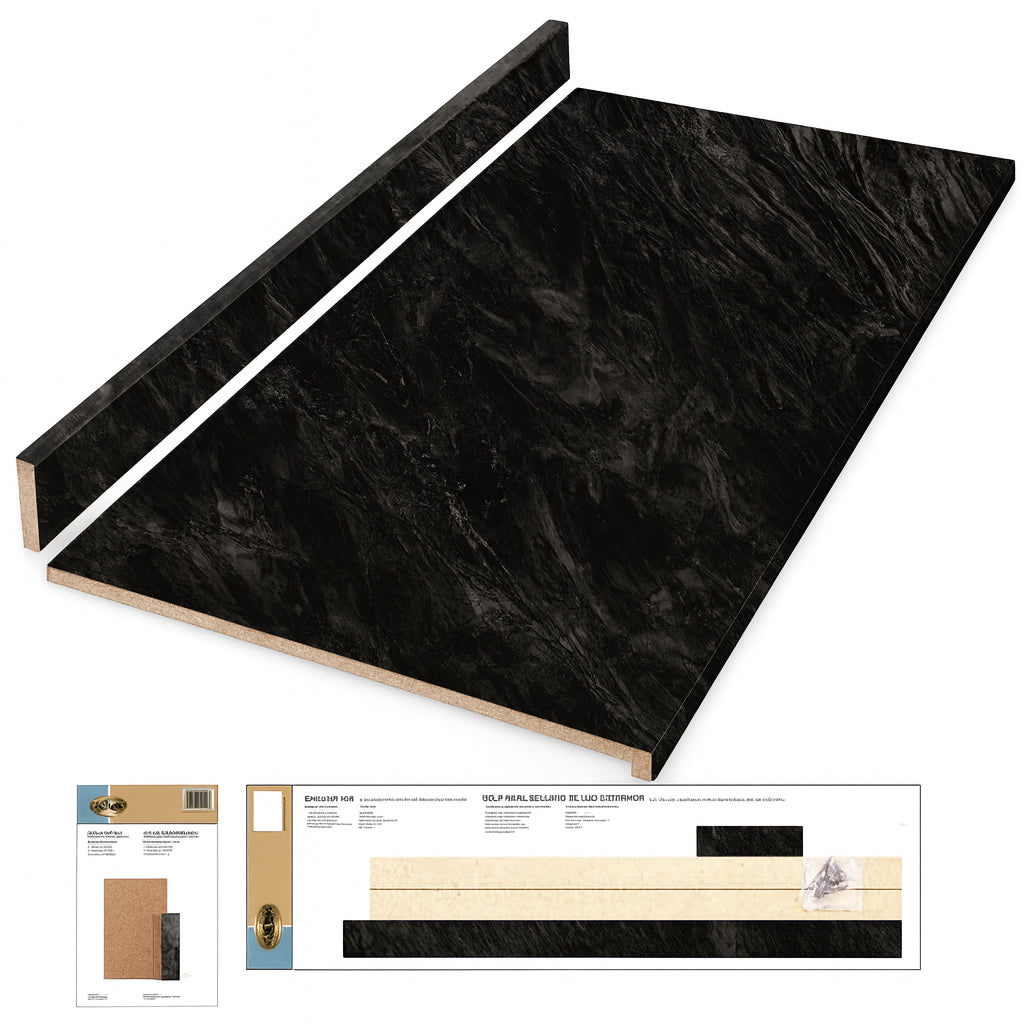 4 ft Straight Laminate Countertop All Inclusive Kit in Textured Sombra with Eased Edge and Loose Backsplash SRKIT165