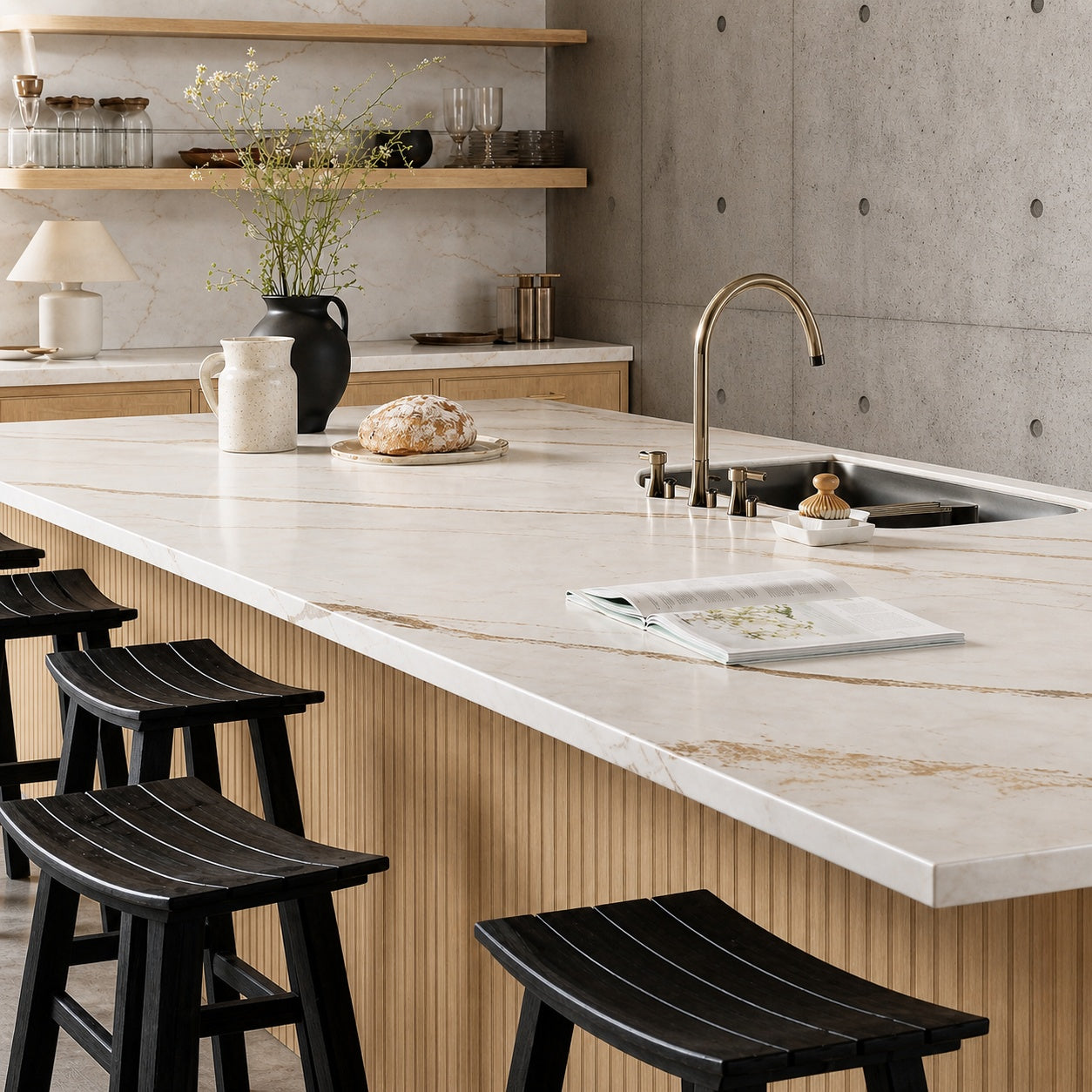 Hampton Bay 6 ft Straight Laminate Countertop All inclusive Kit in Etchings Oro Quartz with Eased Edge and Loose Backsplash