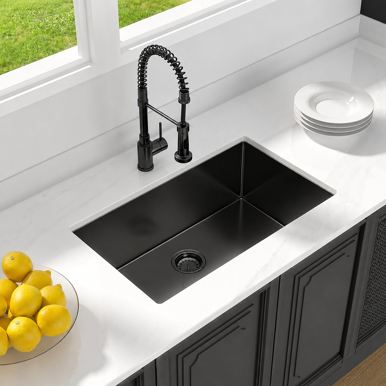 LORDEAR 30 in x 18 in Undermount Single Bowl 16 Gauge Stainless Steel Kitchen Sink with Strainer