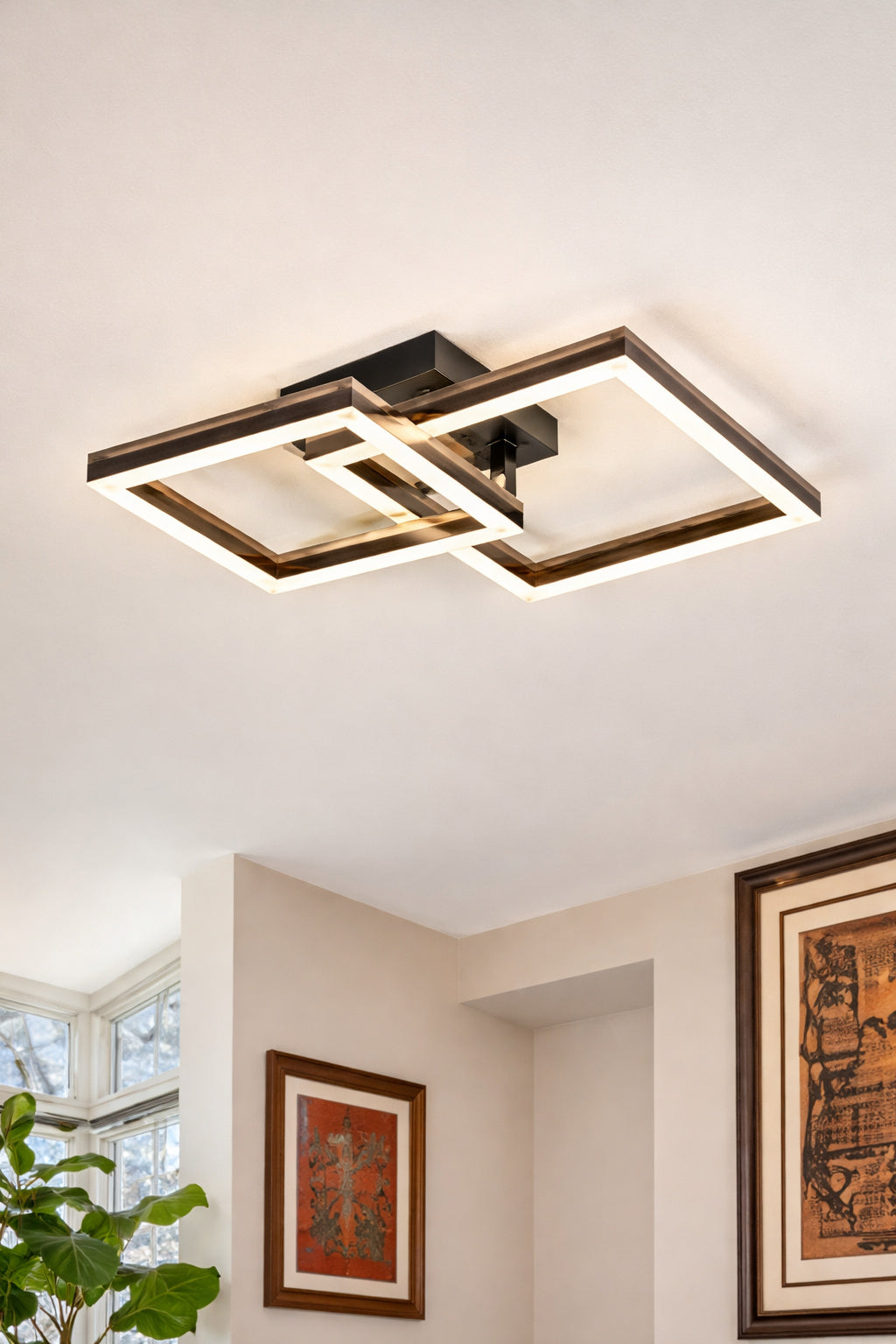 LLHZSY 13 39 in 2 Light Wooden Integrated LED Flush Mount Ceiling Light