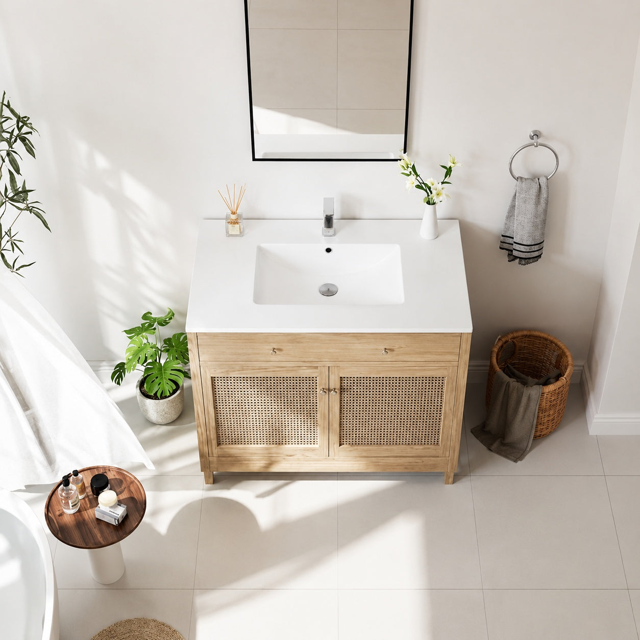 Eridanus Dayton 37 in W x 22 in D Vitreous China Vanity Top in White with Single Faucet Hole Sink Only