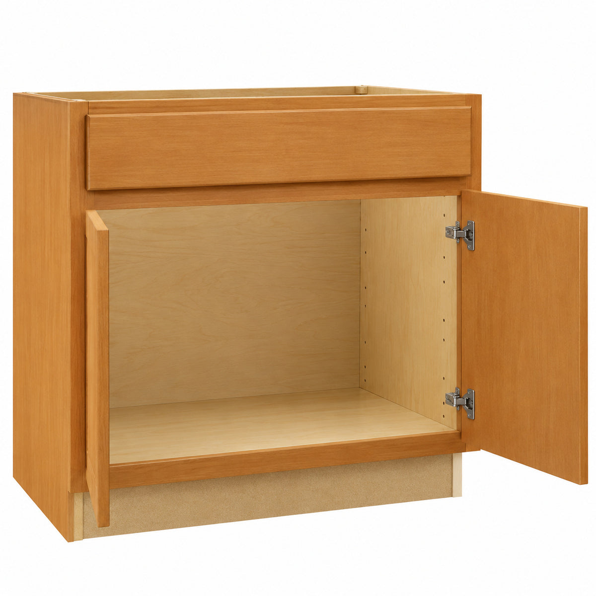 Hampton Bay Hampton 33 in W x 24 in D x 34 5 in H Assembled Sink Base Kitchen Cabinet in Medium Oak KSB33 MO