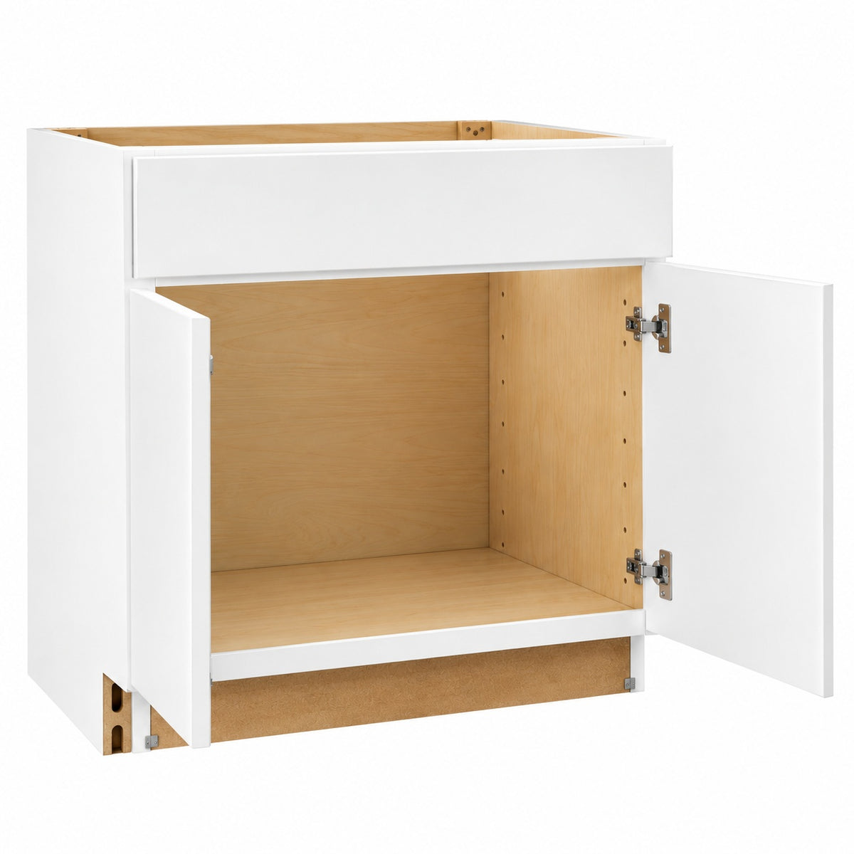 Hampton Bay Hampton 33 in W x 24 in D x 34 5 in H Assembled Sink Base Kitchen Cabinet in Satin White KSB33 SW