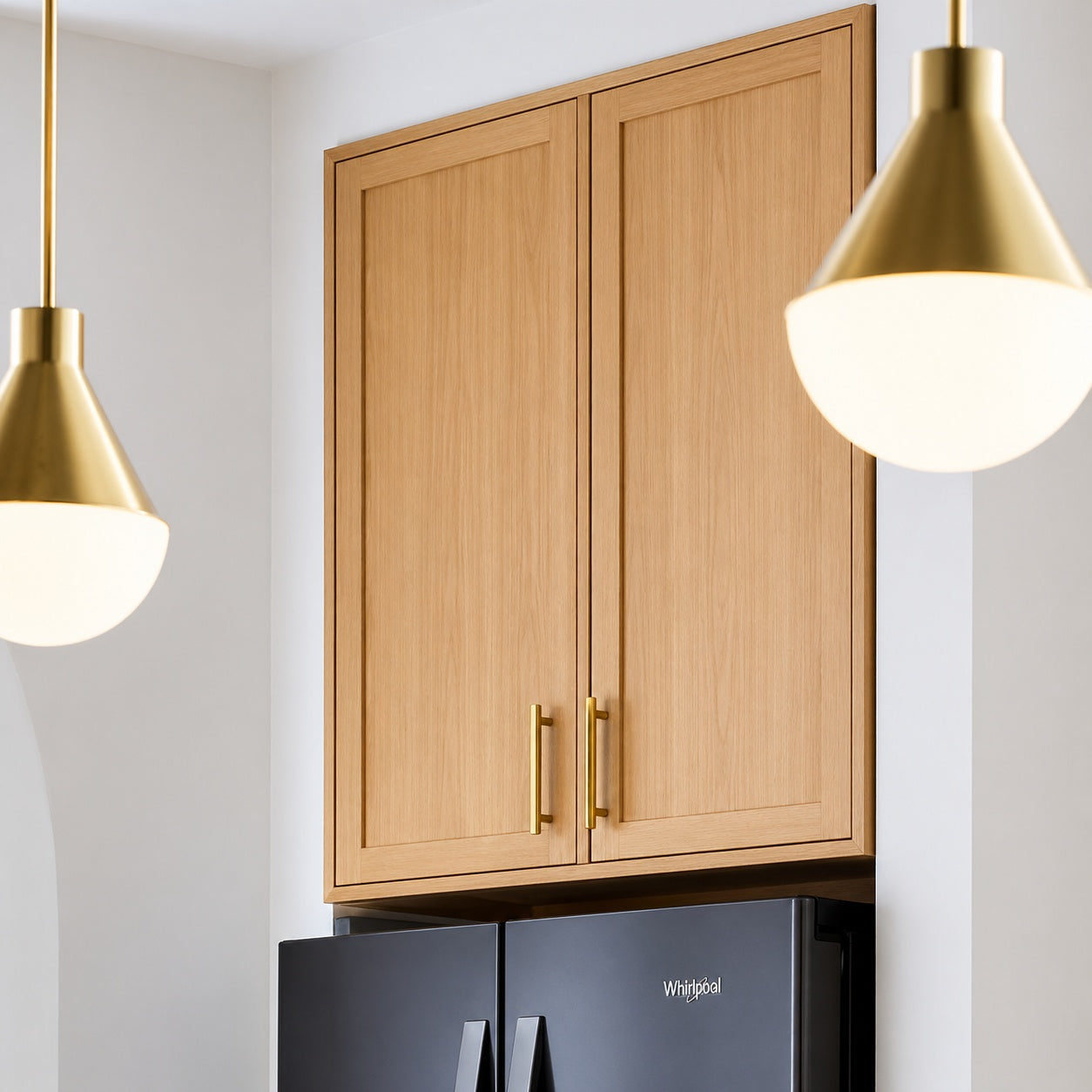 Hampton Bay Leyton 27 in W x 12 in D x 30 in H Ready to Assemble Plywood Slim Shaker Wall Kitchen Cabinet in White Oak