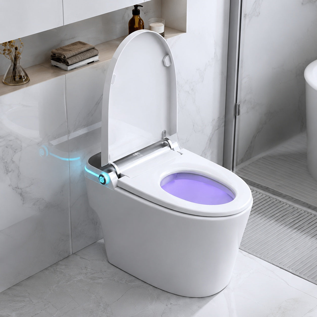 YULIKA Elongated Smart Toilet with Bidet Built In 1 28 GPF Bidet Toilet with Tank Auto Flush Auto Close Open Lid Foot Sensor