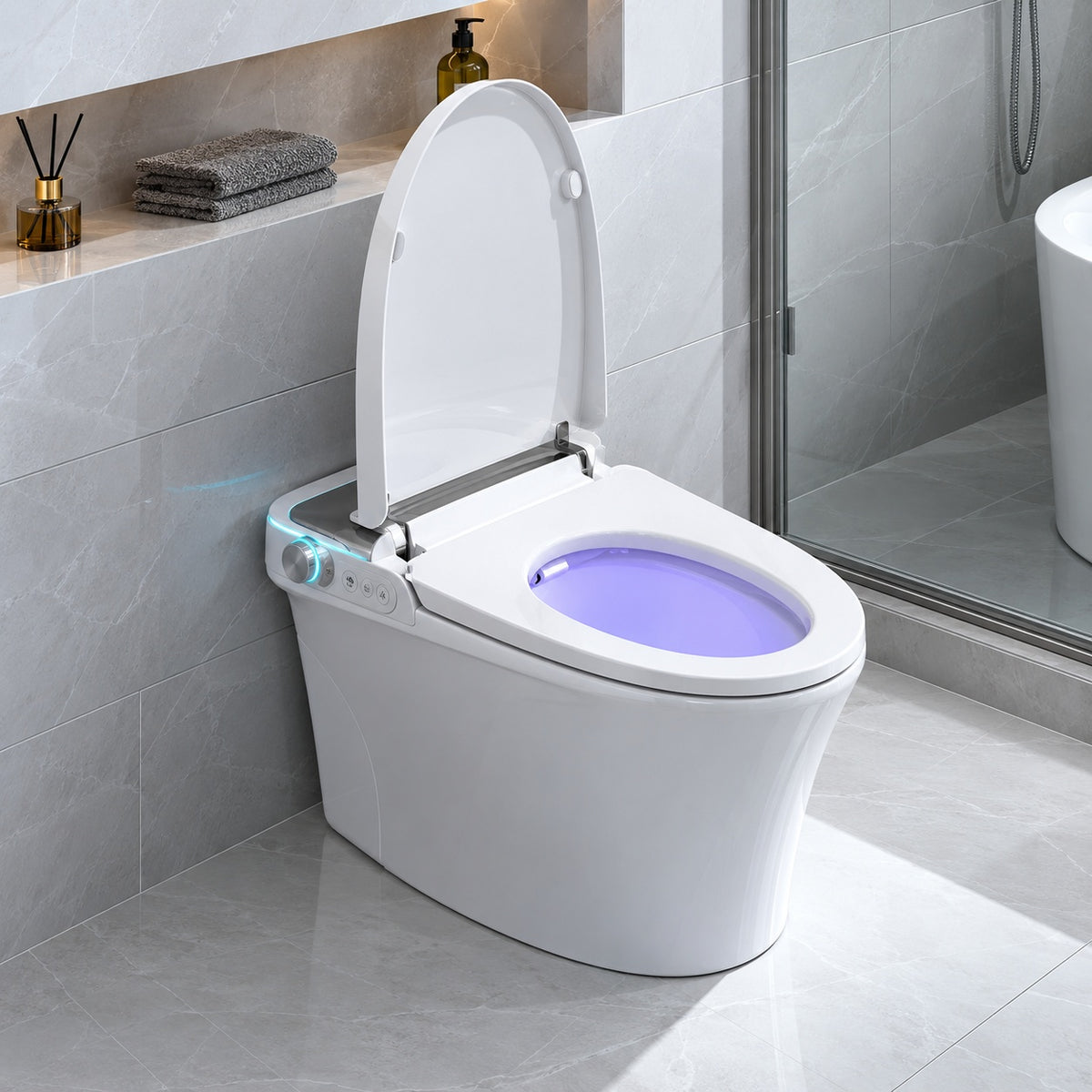YULIKA Elongated Smart Toilet with Bidet Built In 1 28 GPF Bidet Toilet with Tank Auto Flush Auto Close Open Lid Foot Sensor HD ST001