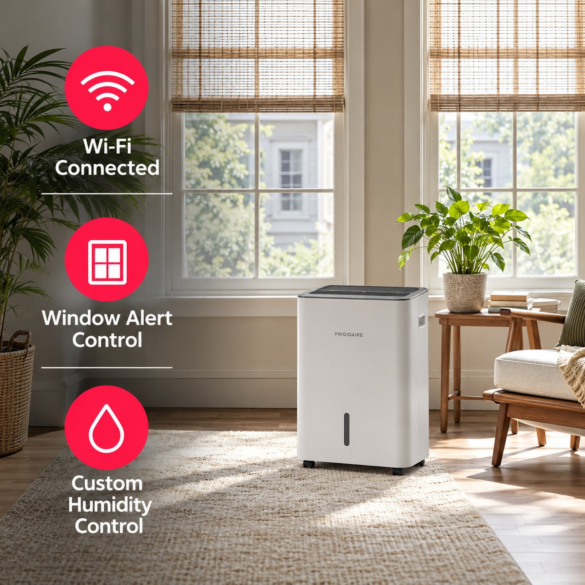 Frigidaire 22 pt 1500 sq ft Dehumidifier with Bucket in White FHDD2234W1
