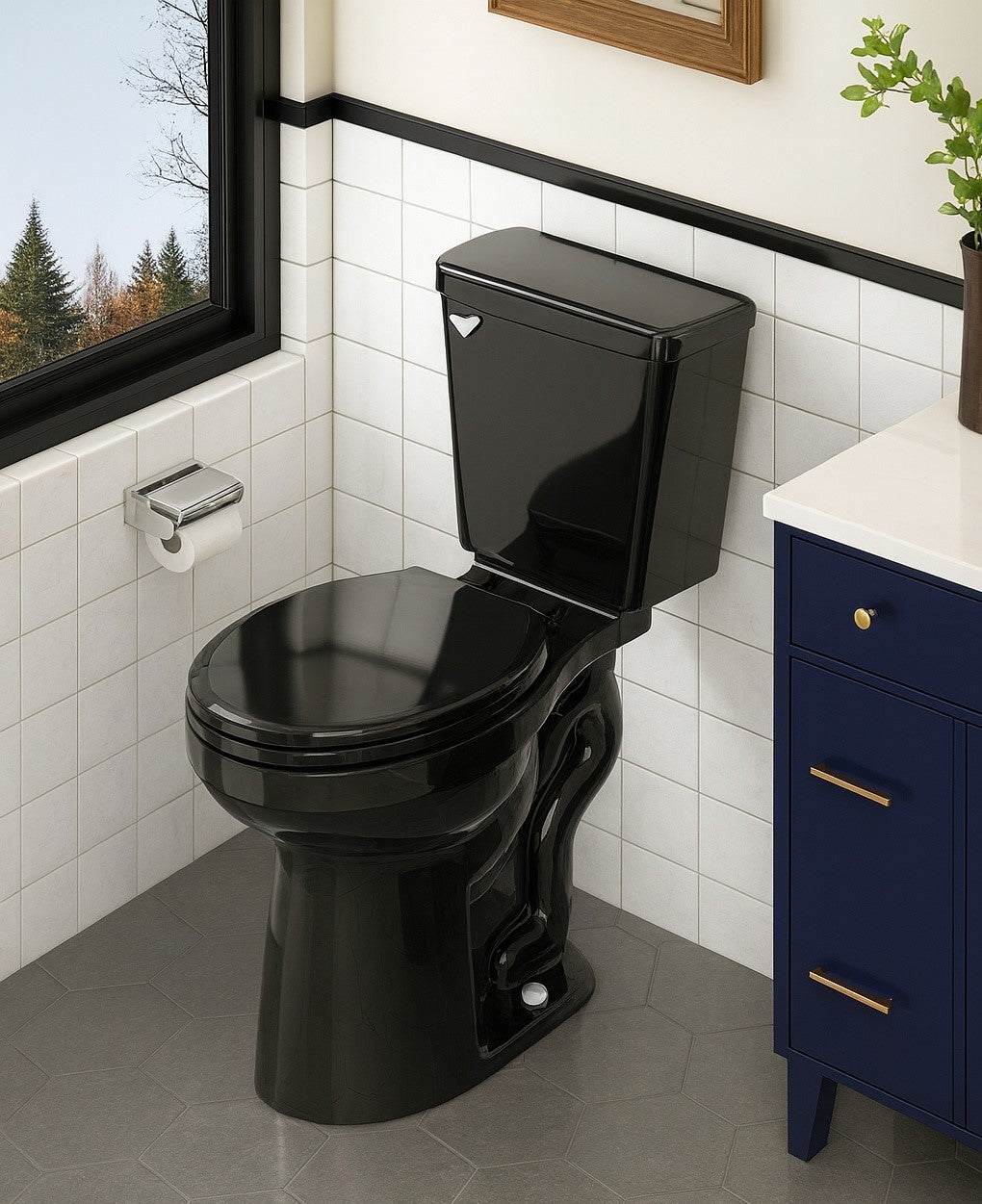Simple Project 21 in 2 Piece High Toilets for Seniors 1 28 GPF Single Flush Elongated Toilet with Soft Close Cover in Black