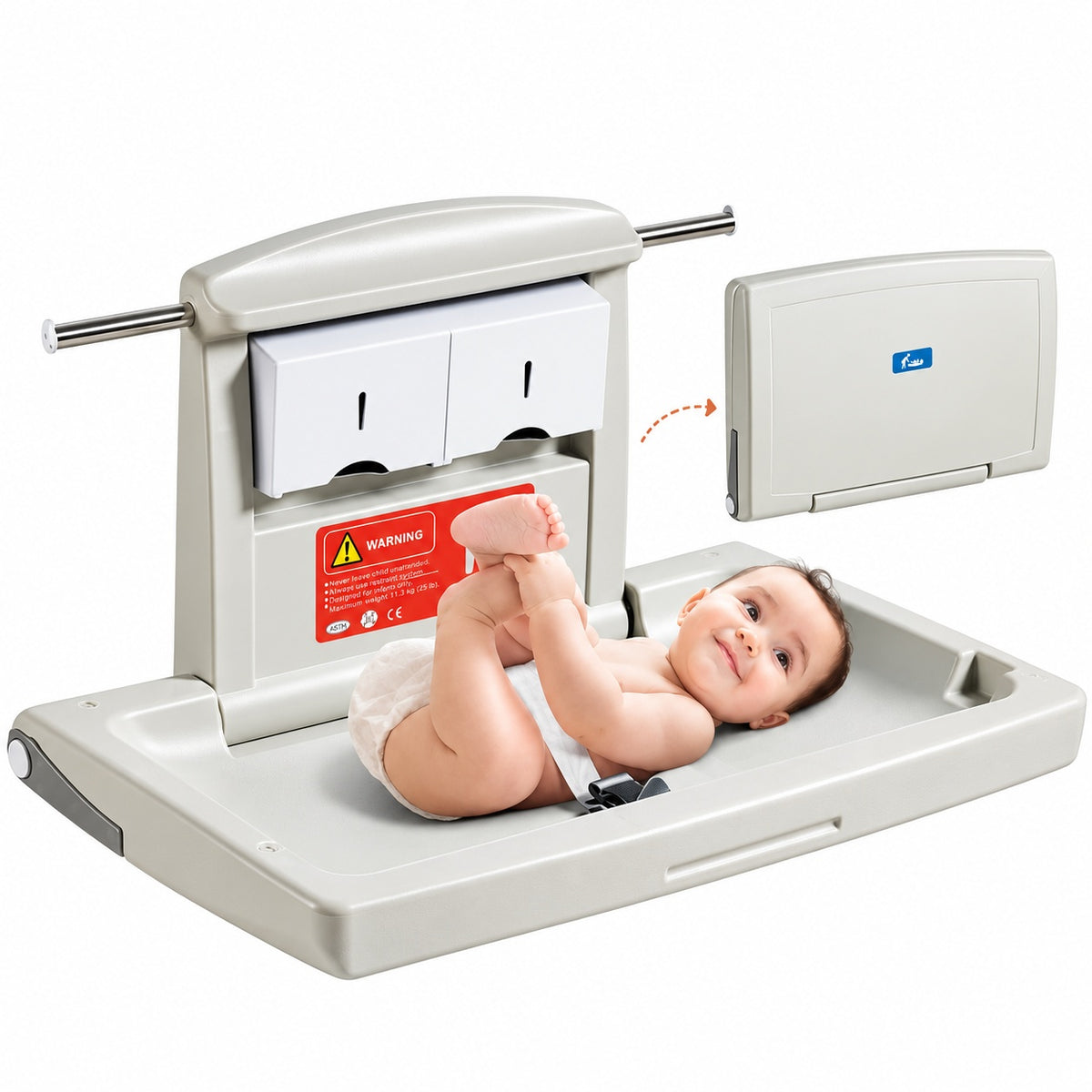 VEVOR Horizontal Baby Changing Table Wall mounted Baby Diaper Changing Station Vertical Fold Down Baby Changing Table YENBGHZ0000000001V0
