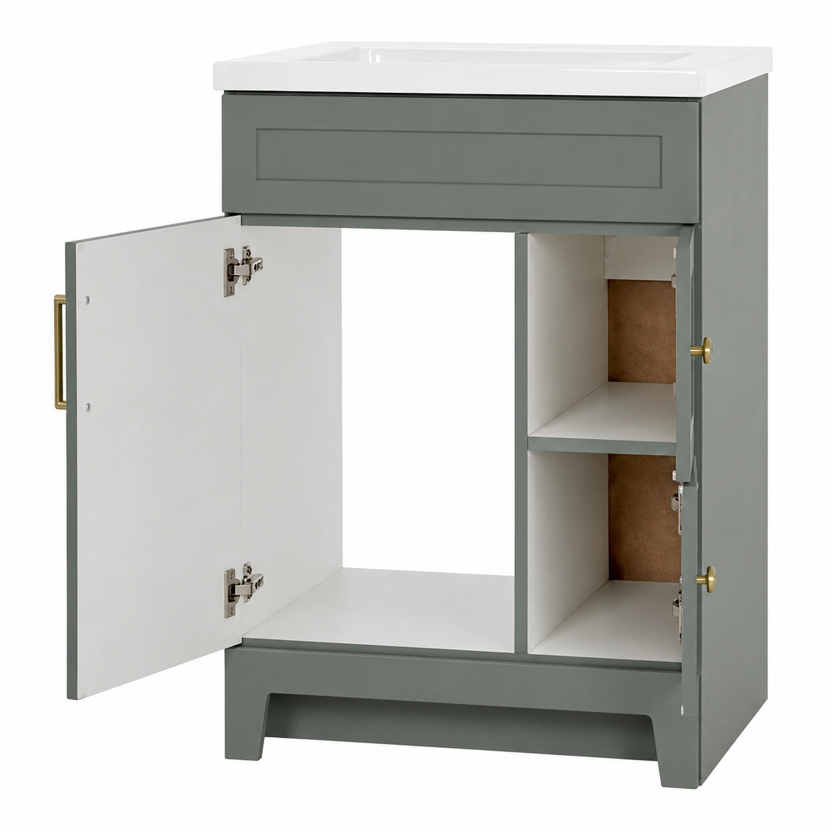 Glacier Bay Chasbury 25 in Single Sink Palm Green Freestanding Bath Vanity with White Cultured Marble Top Assembled