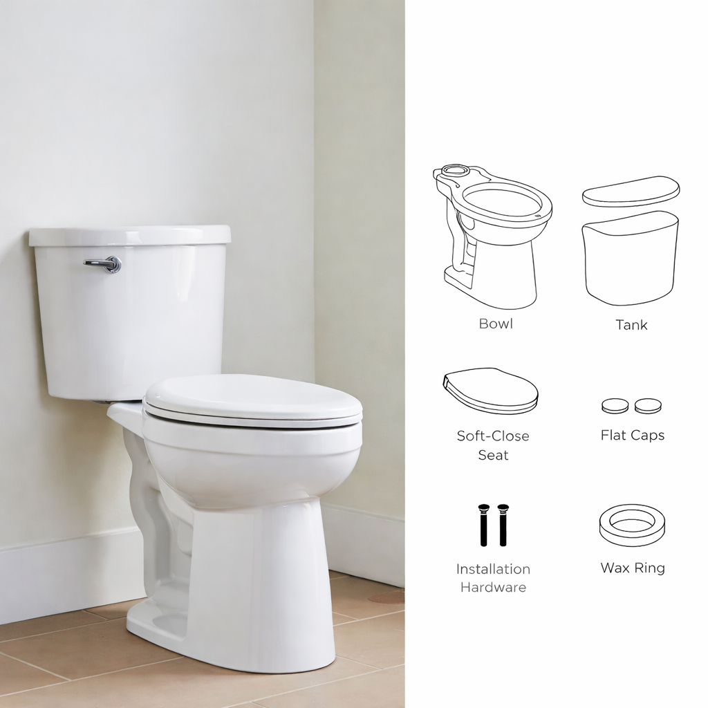 Gerber Maxwell Choice 12 in Rough in 2 Piece 1 28 GPF Single Flush Elongated Chair Height Toilet in White with Soft Close Seat