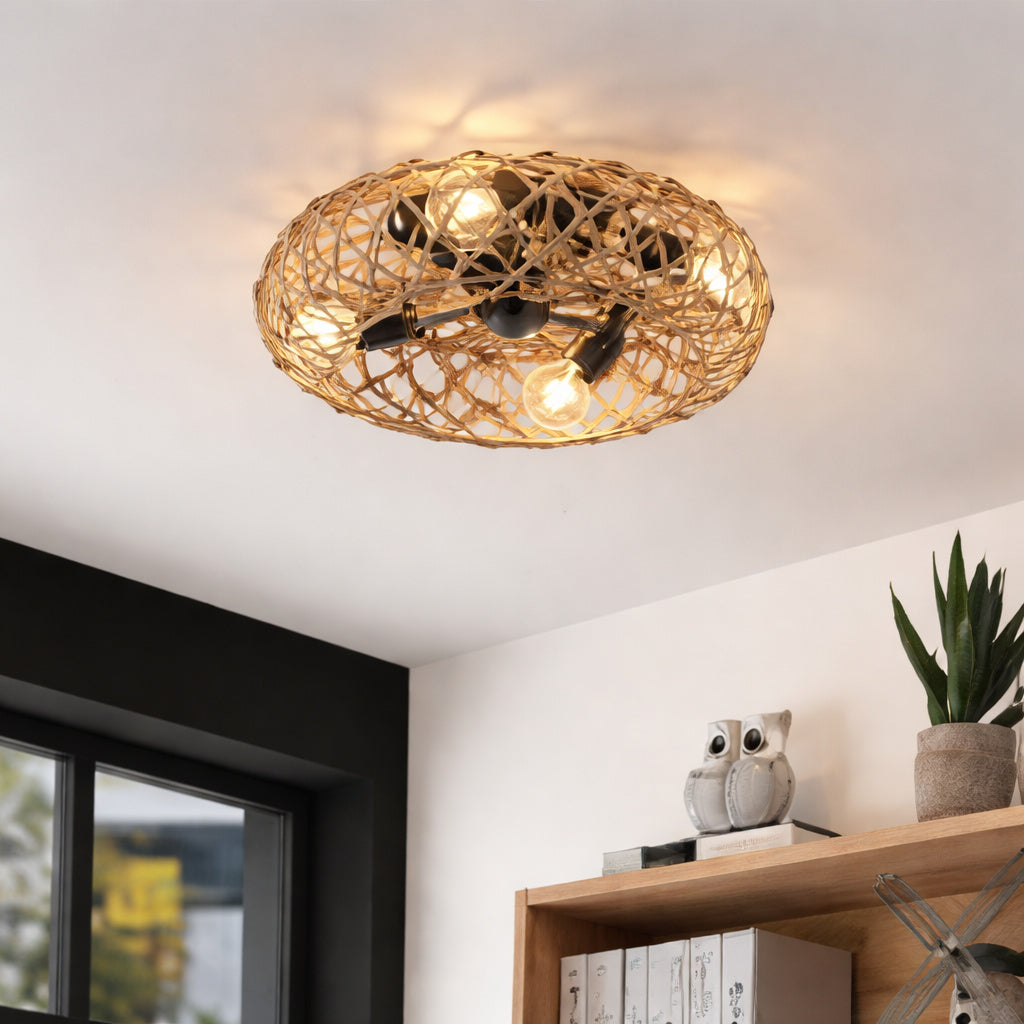 ARISKEEN 20 in LED Indoor White Low Profile Flush Mount Ceiling Fan with Light Remote Control for Bedroom Small Room