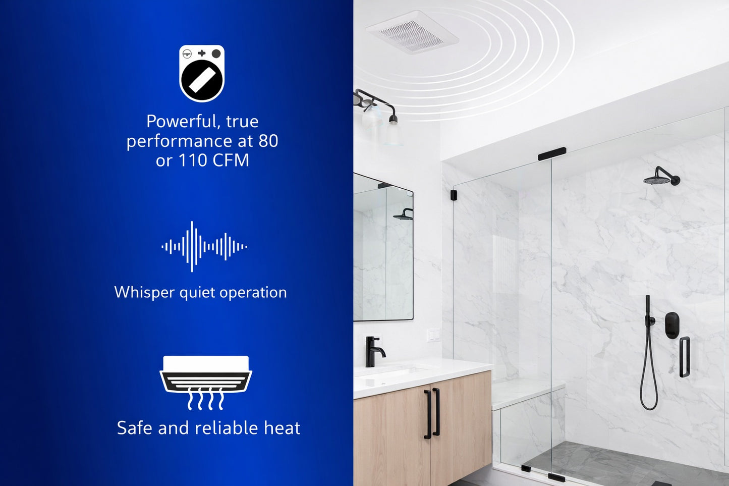 Panasonic Whisper Cozy DC 80 110 CFM Pick A Flow Ceiling Bathroom Exhaust Fan Heater with Flex Z Fast Easy Install Bracket