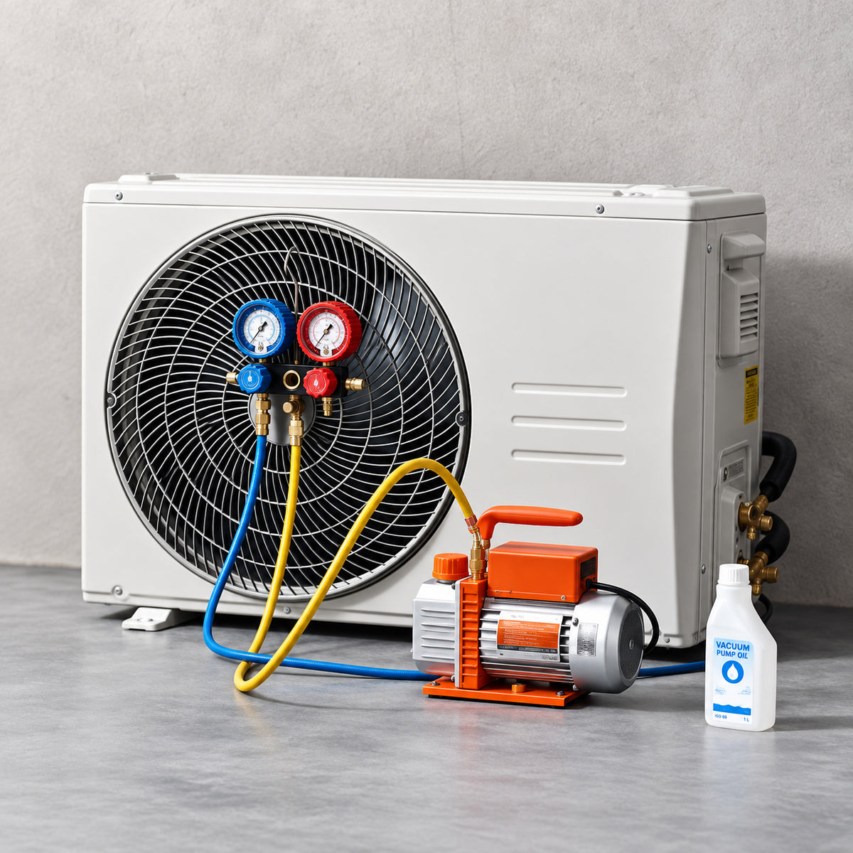 VEVOR 3 5 CFM AC Vacuum Pump and Gauge Set Single Stage Rotary Vane HVAC Air Vacuum Pump A C Refrigerant Manifold Gauge Kit