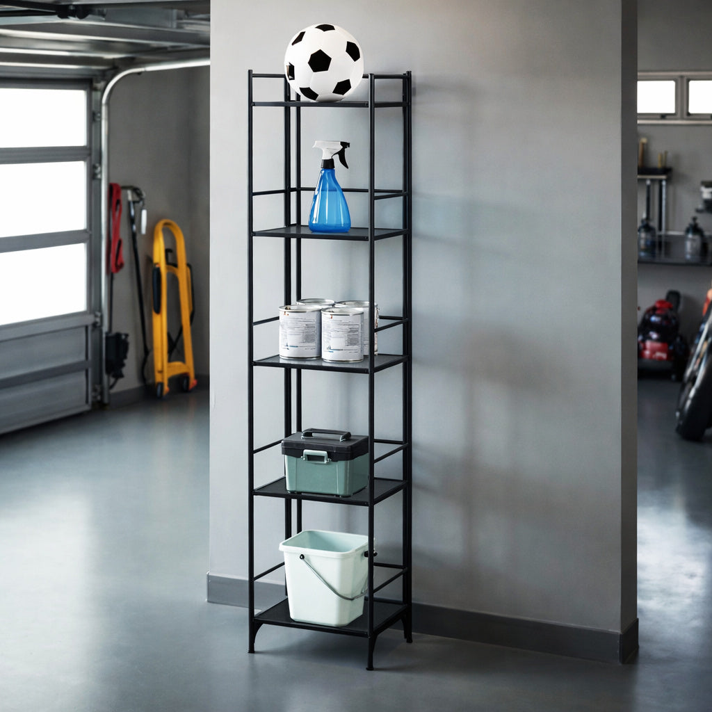 Convenience Concepts Xtra Storage 5 Tier Metal Folding Mesh Black Shelving Unit 57 5 In H X 13 In W X 11 25 In D