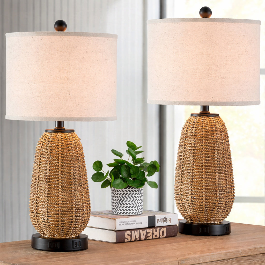 CAL Lighting 24 in Brown Resin Table Lamp with Shade