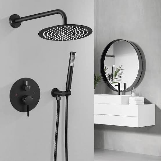 AKLFGN Rainfall Single Handle 2 Spray Shower Faucet 1 8 GPM with High Pressure in Matte Black AKL AZLY RQ 8x8 002H