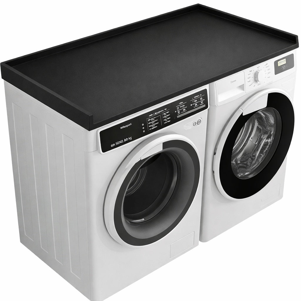 SKYSHALO Washer Dryer Countertop 54 in x 27 in Laminate Countertops in Polished Black with Standard Edge for Laundry Room