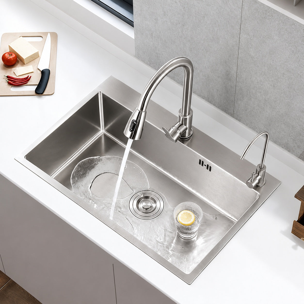 Whatseaso 30 in Topmount Undermount Drop in Single Bowl Stainless Steel Kitchen Sink with Basket Strainer