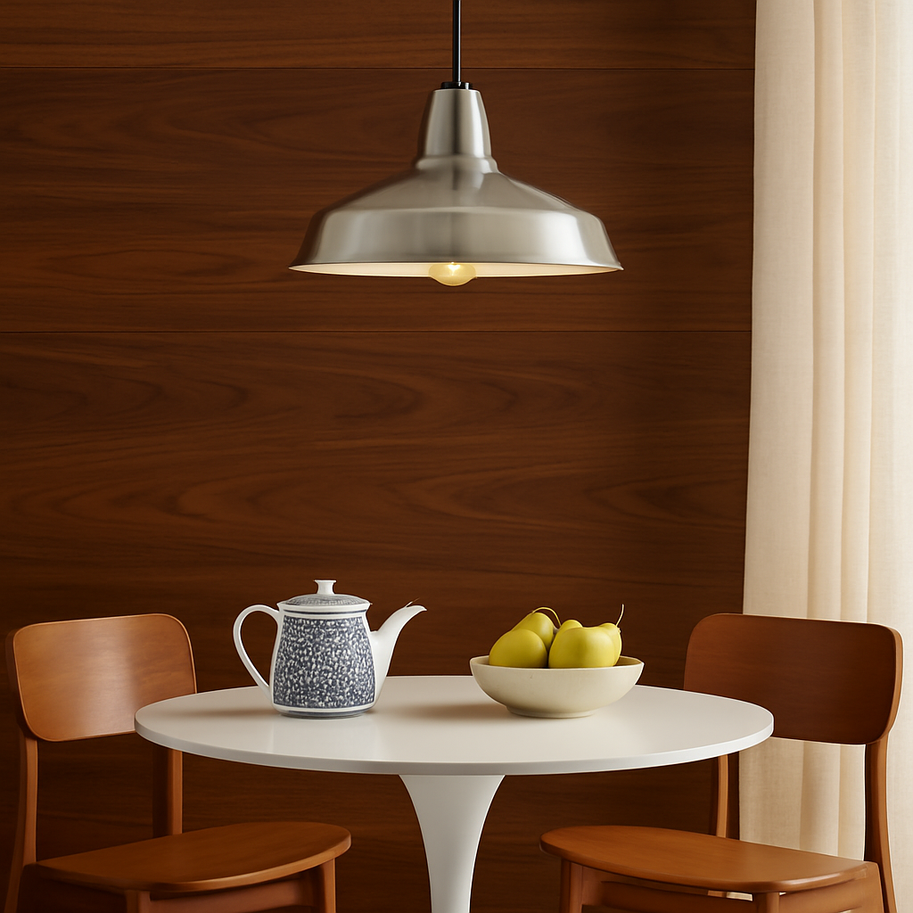 Hampton Bay 1-Light Brushed Nickel Rustic Steel Hanging Barn Light Warehouse Pendant