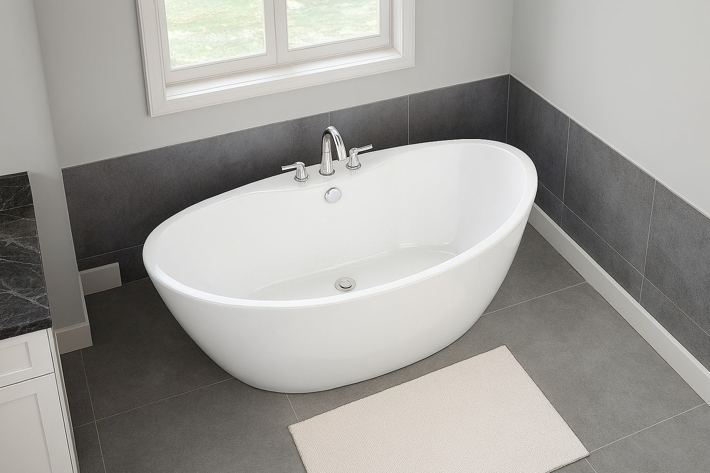 Delsia AcrylX 66 in. x 36 in. Freestanding Soaking Bathtub with Center Drain in White