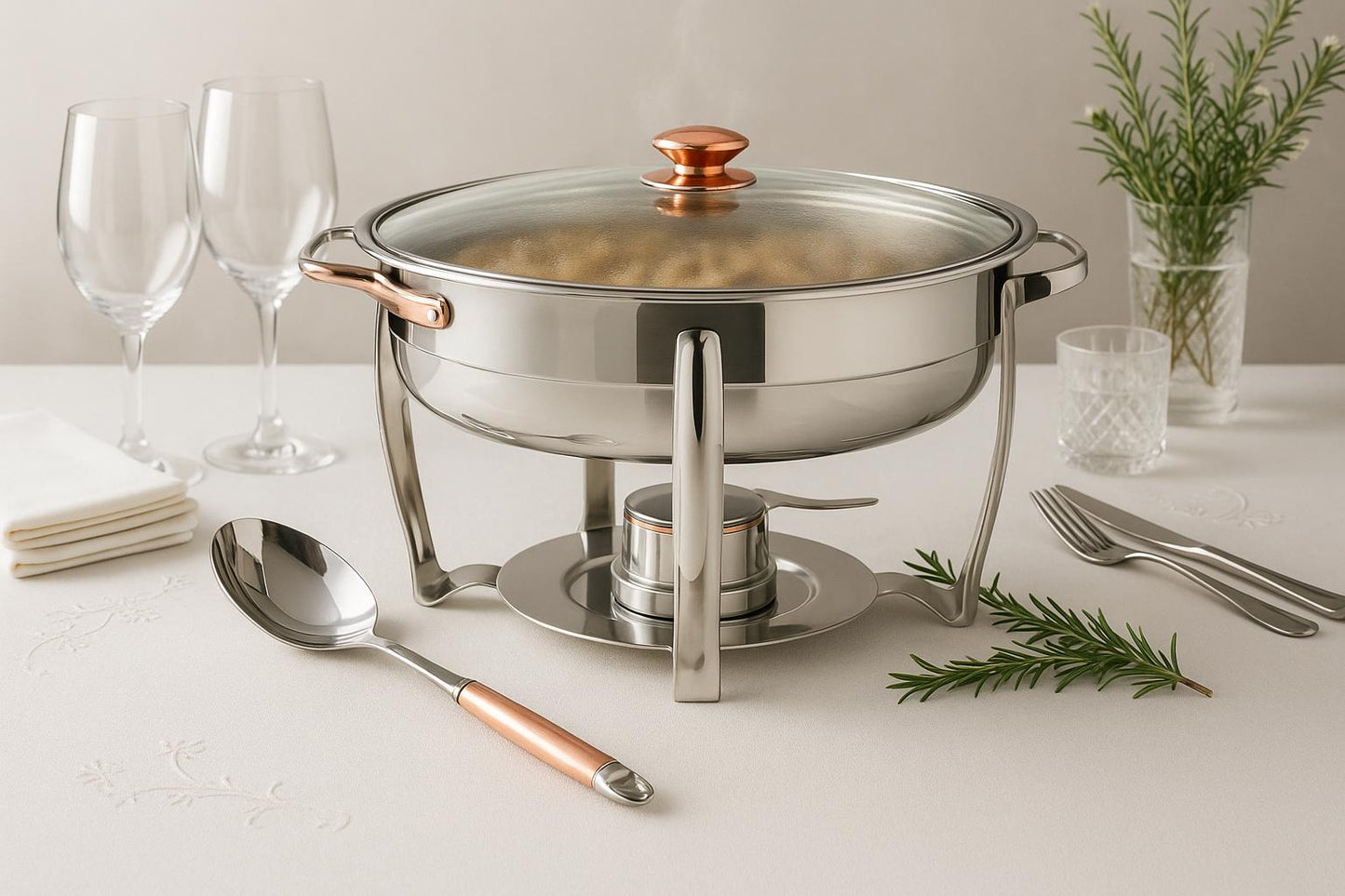 Denmark 8-Piece 4-Quart Stainless Steel Round Chafing Dish