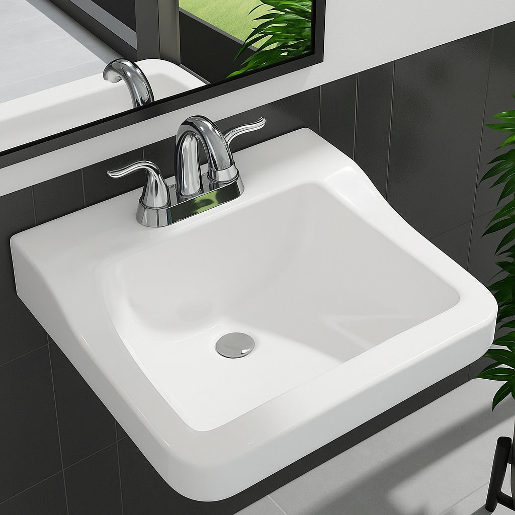 Aragon 19 in Rectangular Vitreous China Bathroom Sink in White