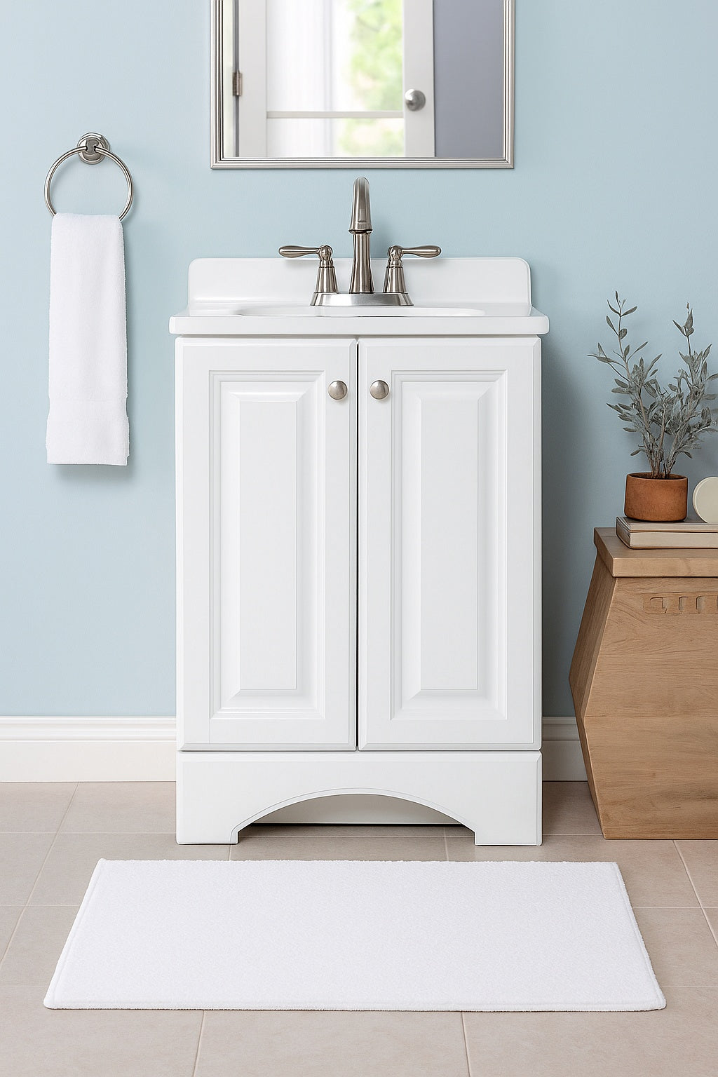 Glacier Bay 24 in W x 18 in D x 33 1 2 in H Vanity in White with Cultured Marble Vanity Top in White