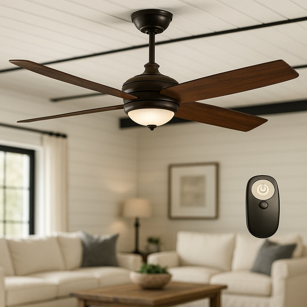 Home Decorators Collection Petersford 52 in. Integrated LED Indoor Oil Rubbed Bronze Ceiling Fan with Light Kit and Remote Control