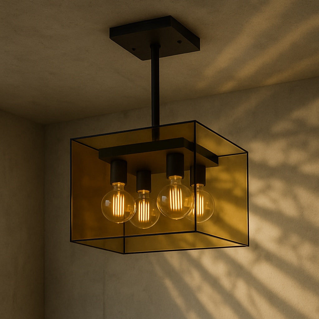 Bel Air Lighting 10313 ROB 4LT Rob Amber Glass Pendant