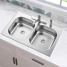 Glacier Bay 33 in Drop In 50 50 Double Bowl 20 Gauge Stainless Steel Kitchen Sink