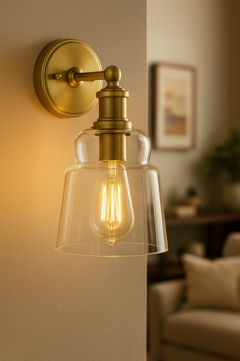 Light Society Riis 5 in Brushed Brass Clear Wall Sconce LS W316 BB CL/313879404 812449032463 Light Society