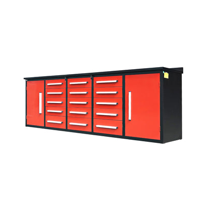 10ft Workbench Storage Cabinet with 15 Drawers & 2 Cabinets