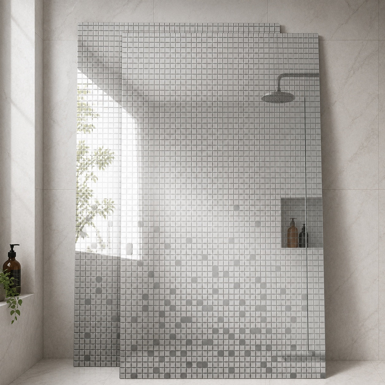 Delta 29 1 32 in x 55 1 2 in x 1 4 in 6 mm Frameless Sliding Bathtub Door Glass Panels in Mozaic For 50 60 in Doors SDGT060 CLZ R