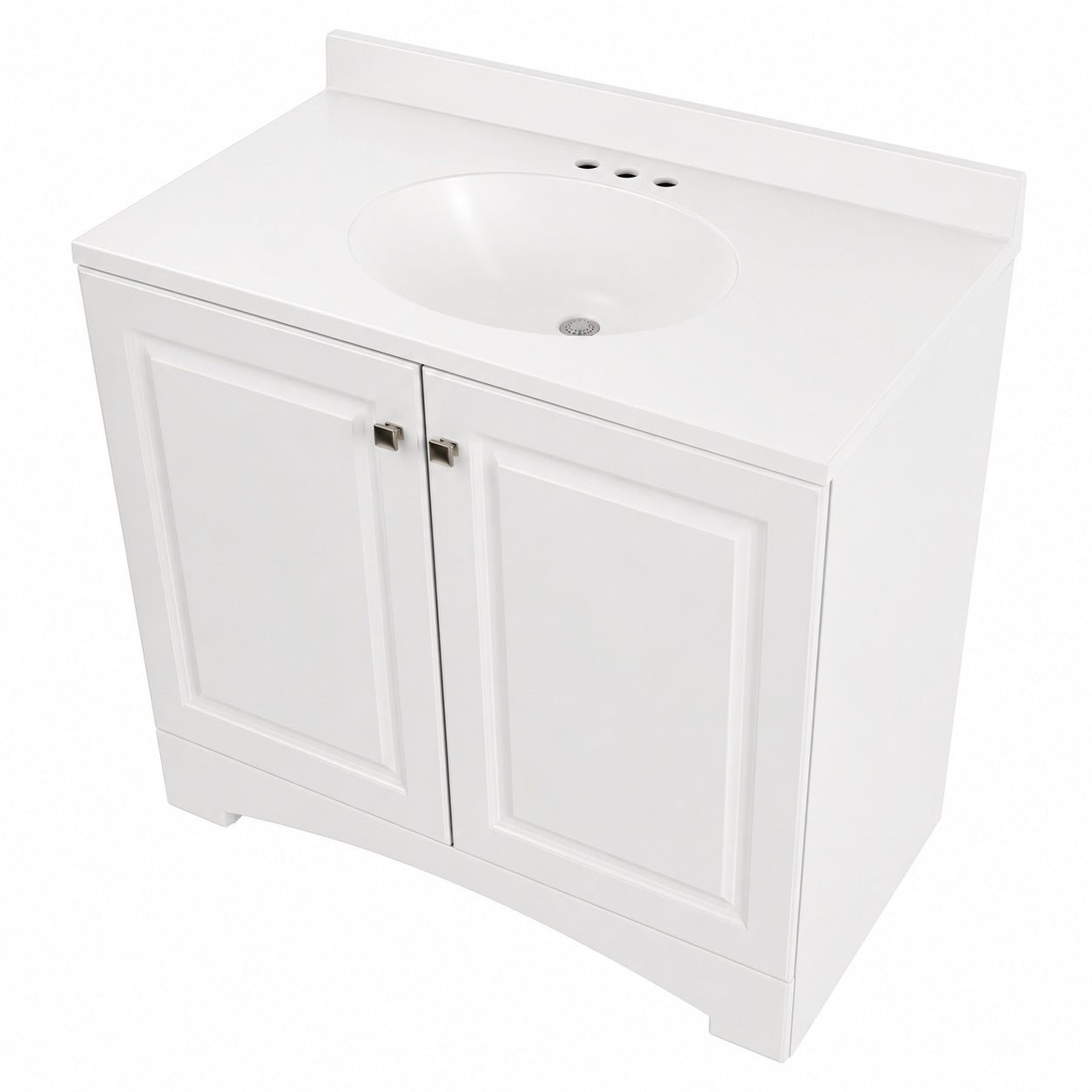 Glacier Bay 37 in Single Sink White Bath Vanity with Cultured Marble Top Assembled