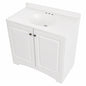 Glacier Bay 37 in Single Sink White Bath Vanity with Cultured Marble Top Assembled